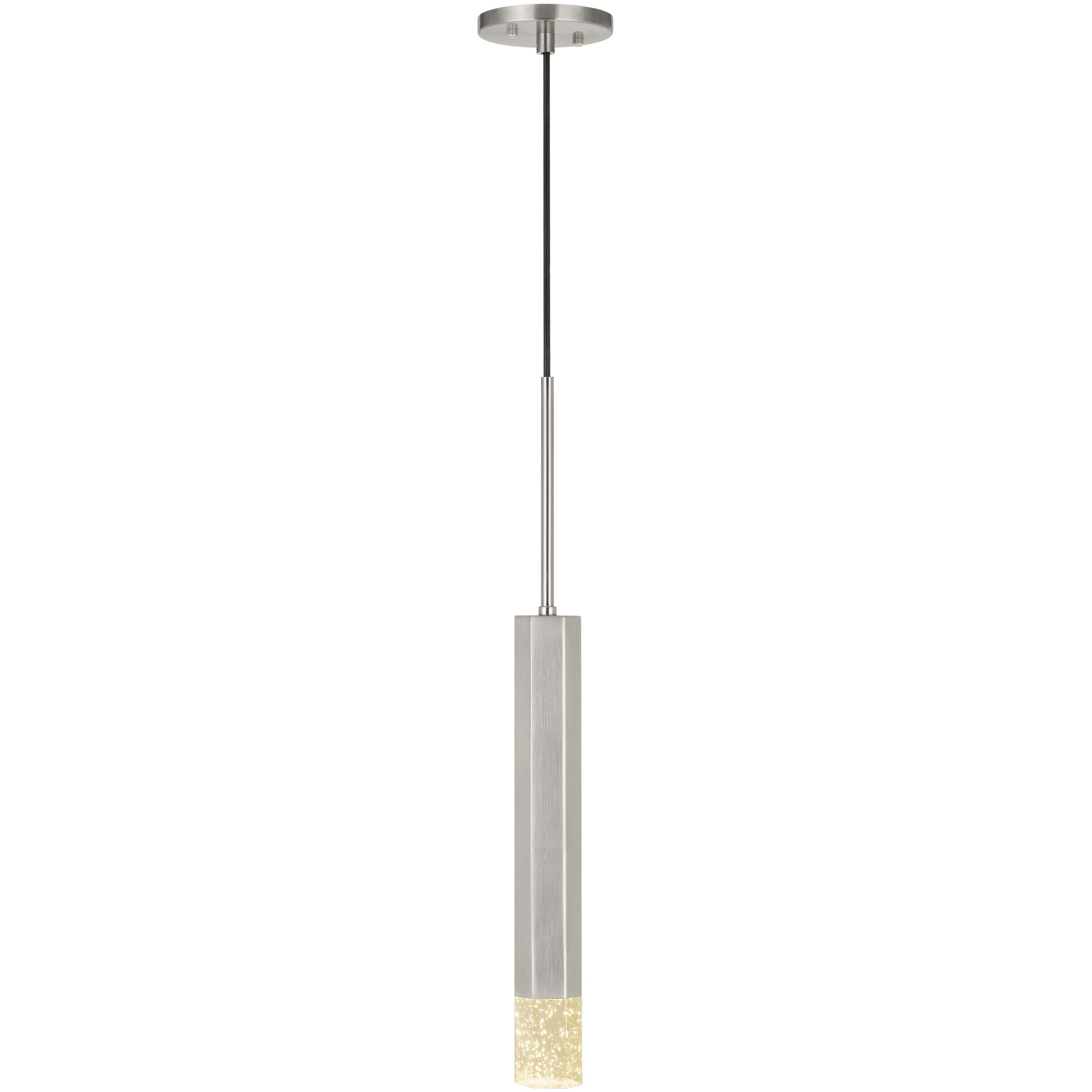 Troy LED 5 inch Brushed Steel Pendant Ceiling Light 