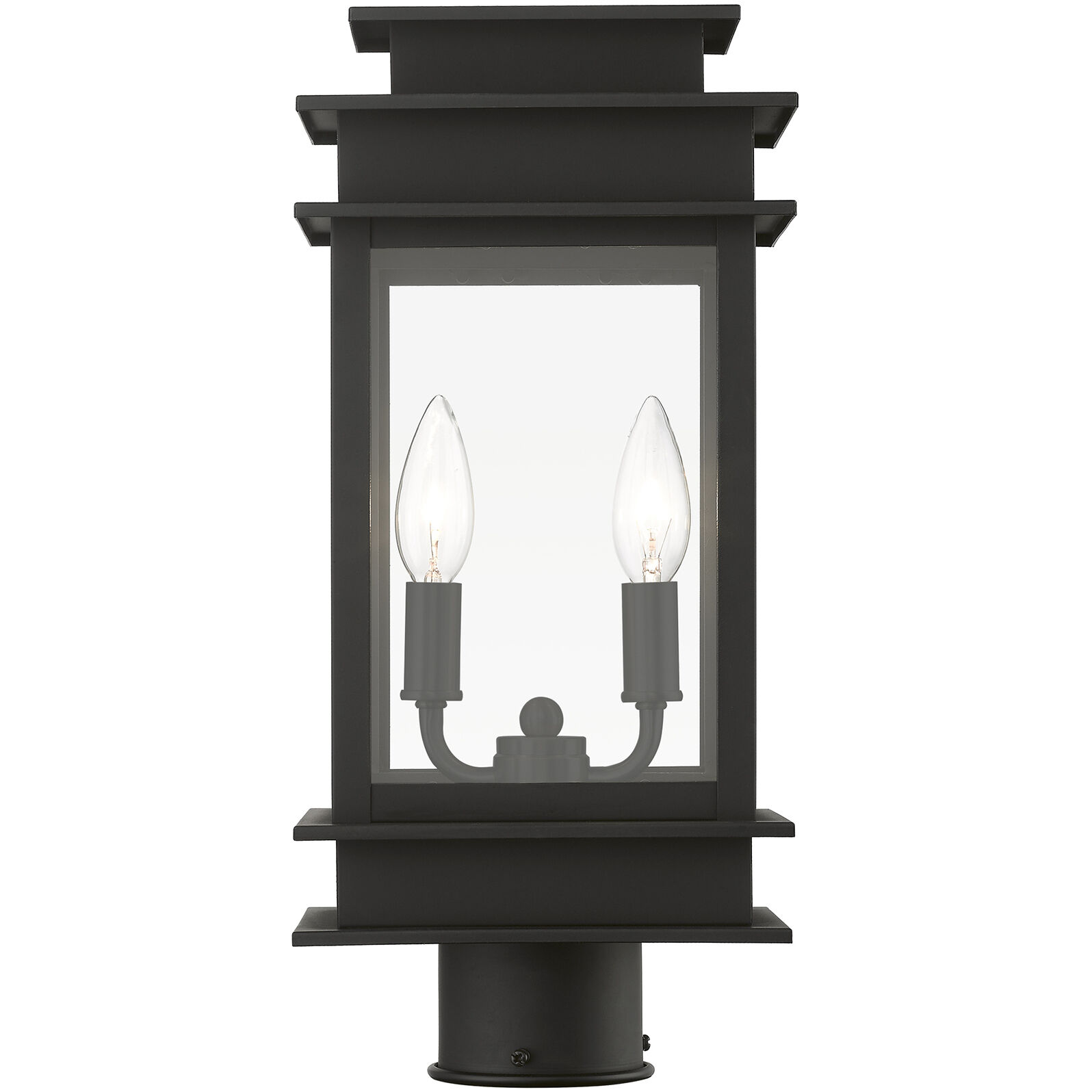 Princeton 2 Light 17 inch Black with Polished Chrome Outdoor Post Top Lantern, Medium