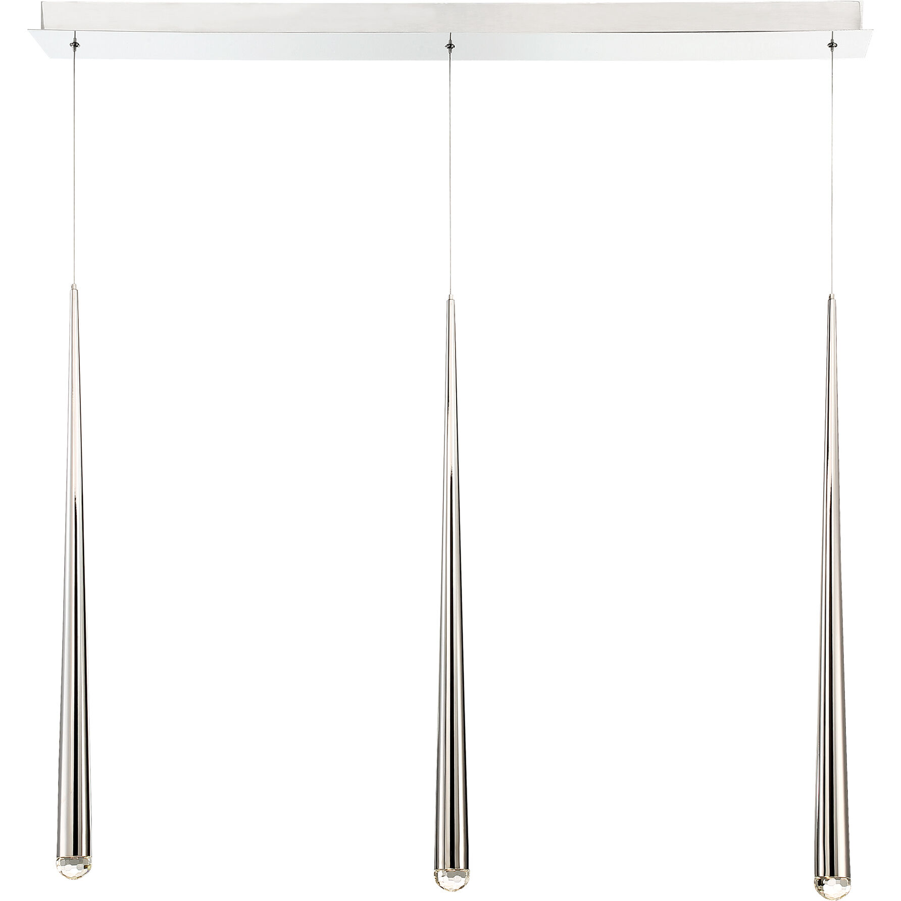 Cascade LED 5.5 inch Polished Nickel Multi-Light Pendant Ceiling Light in 3, Linear, 28in.