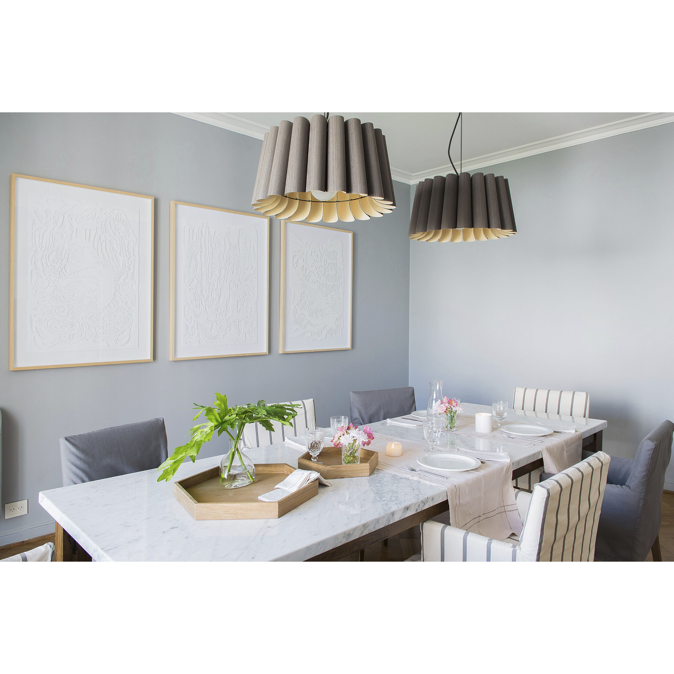 Renata 1 Light 22 inch Black Pendant Ceiling Light in Grey Oak/Ash, WEP Collection