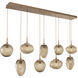 Cosmos LED LED Novel Brass Linear Pendant Ceiling Light in 3000K LED, Floret Inner - Bronze Outer, Multi-Pendant