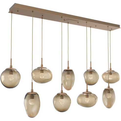 Cosmos LED LED Novel Brass Linear Pendant Ceiling Light in 3000K LED, Floret Inner - Bronze Outer, Multi-Pendant