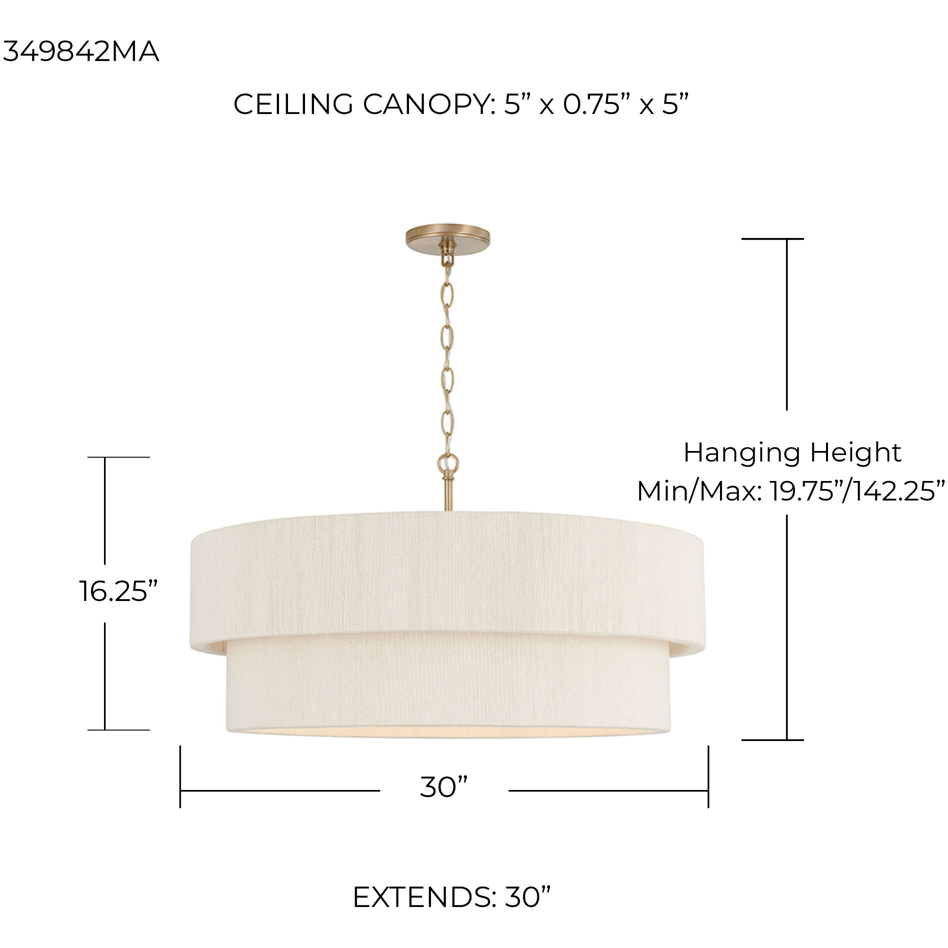Delaney 4 Light 30 inch Matte Brass Pendant Ceiling Light