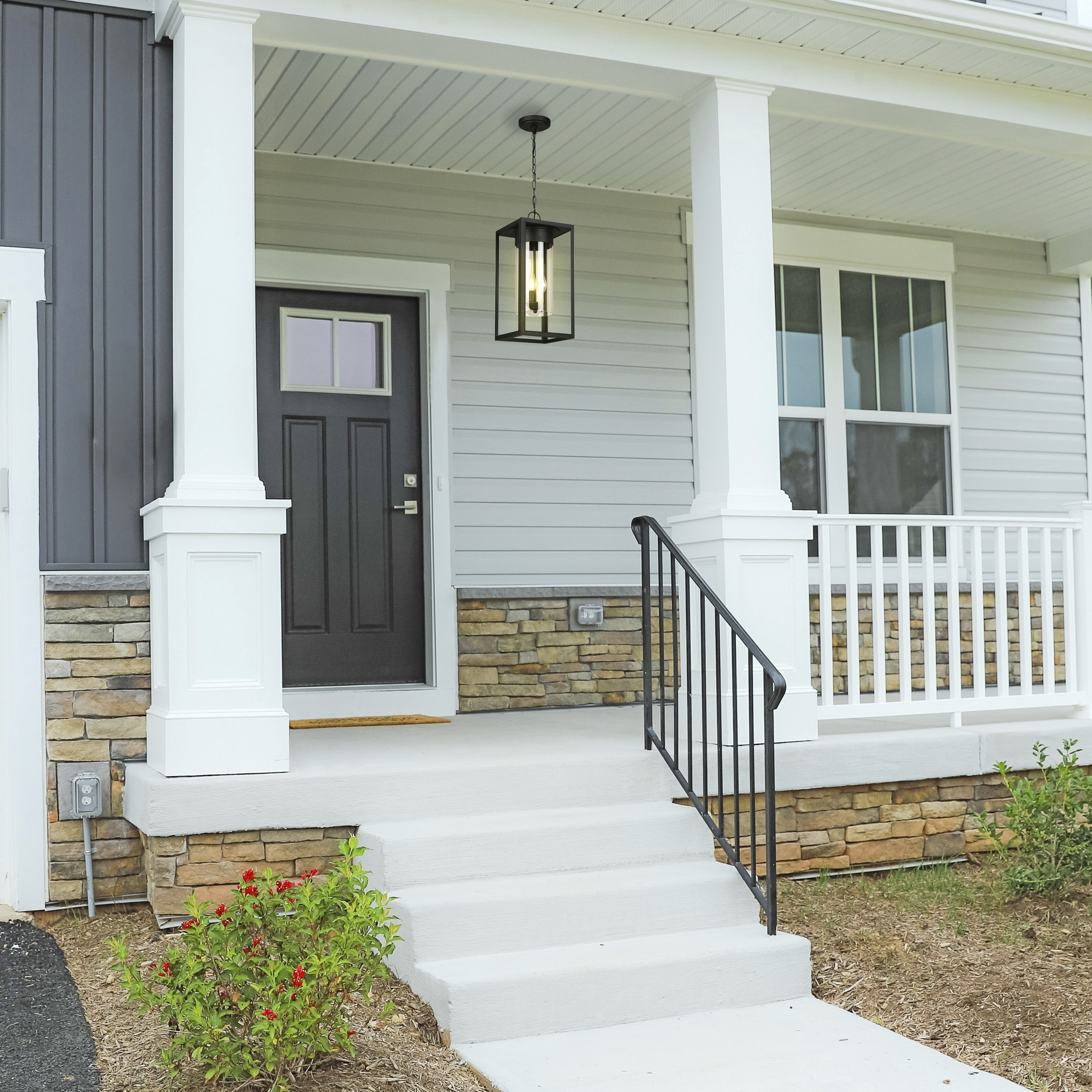 Walker Hill 3 Light 9.37 inch Matte Black Outdoor Pendant