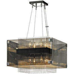 Apollo 8 Light 21 inch Dark Bronze Polished Chrome Chandelier Ceiling Light, Smoked and Clear Glass