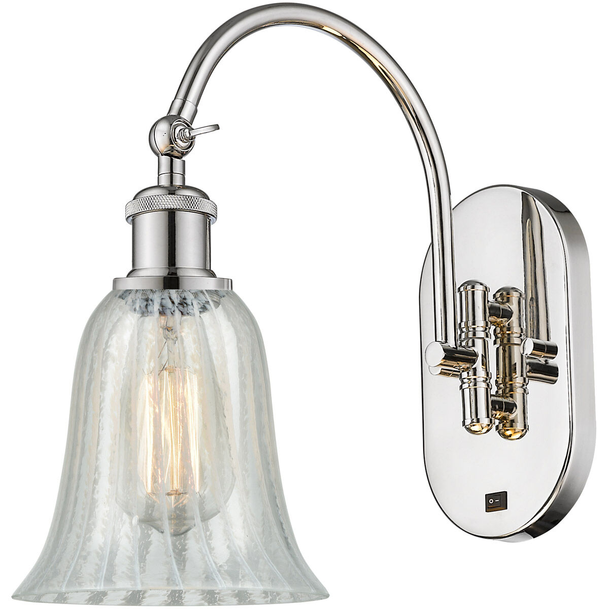 Ballston Hanover 1 Light 6.25 inch Polished Nickel Sconce Wall Light in Mouchette Glass