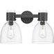 Downtown Urban Lawton Bell 2 Light 15.5 inch Matte Black Bath Vanity Light Wall Light in Clear