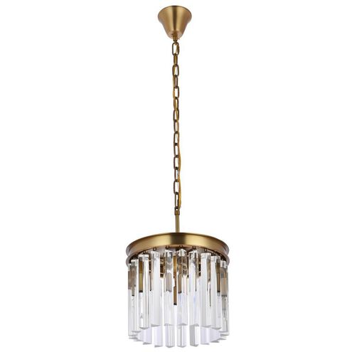Sydney 3 Light 12 inch Satin Gold Pendant Ceiling Light in Clear