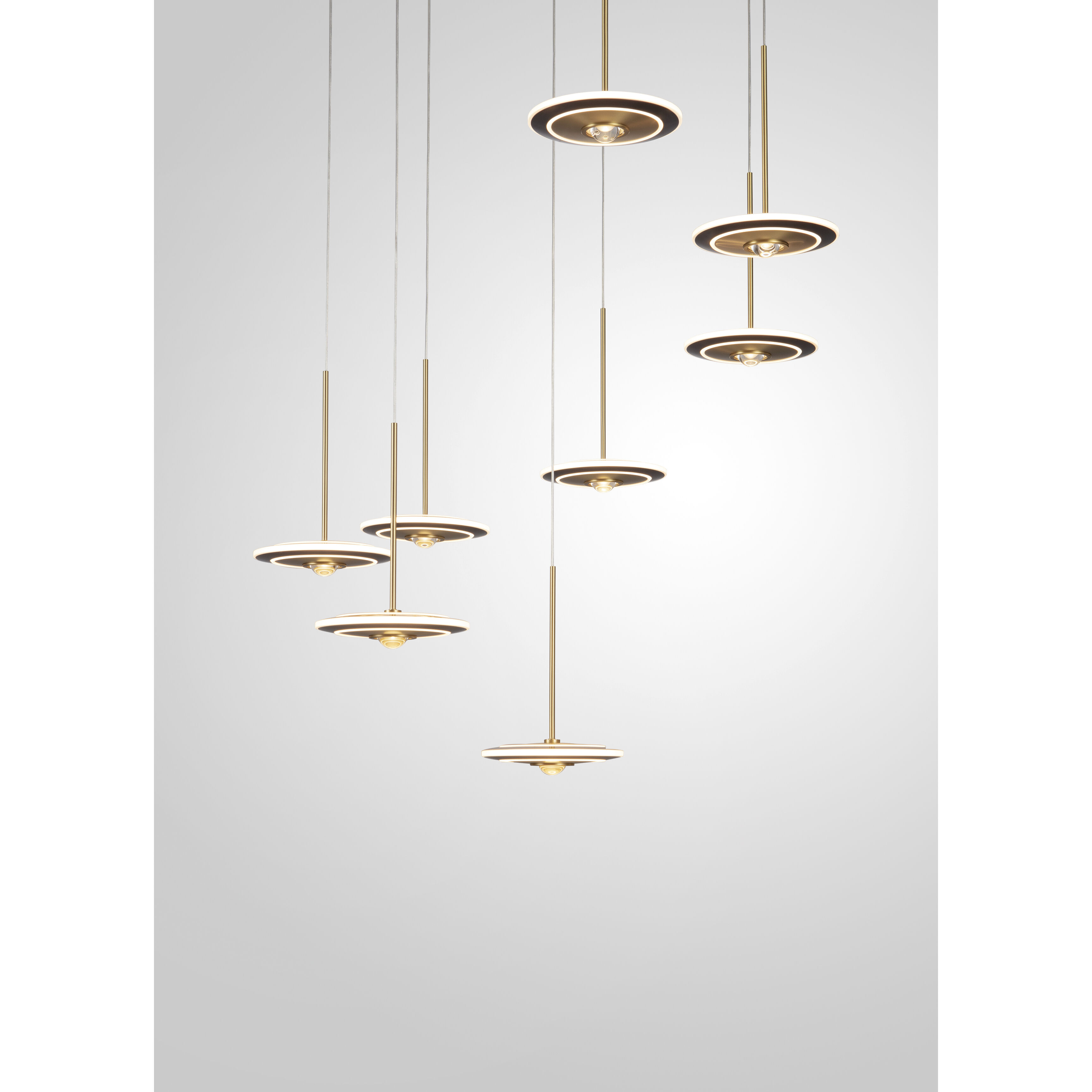 Uranas LED 28.3 inch Satin Dark Gray and Antique Brass Multi-Pendant Ceiling Light