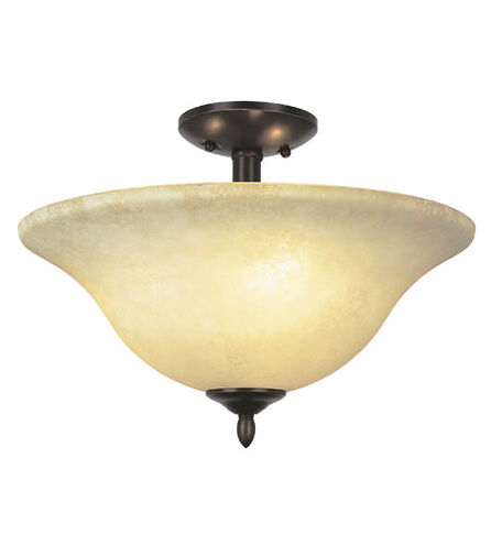 Farmhouse 2 Light 13 inch Rubbed Oil Bronze Semi-Flush Mount Ceiling Light in Tea Stain