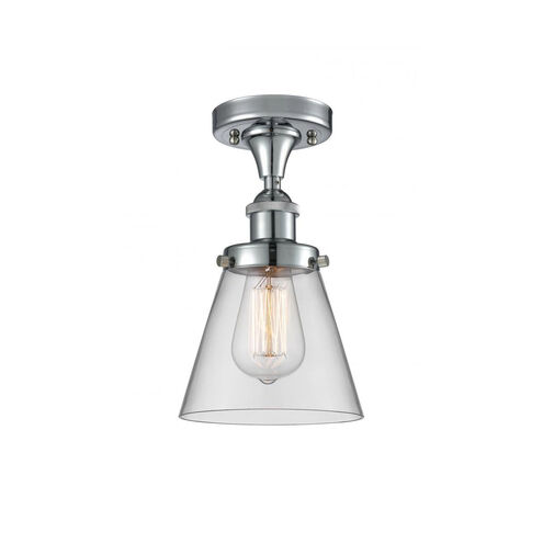 Ballston Small Cone LED 6 inch Polished Chrome Semi-Flush Mount Ceiling Light in Clear Glass, Ballston