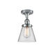 Ballston Small Cone LED 6 inch Polished Chrome Semi-Flush Mount Ceiling Light in Clear Glass, Ballston