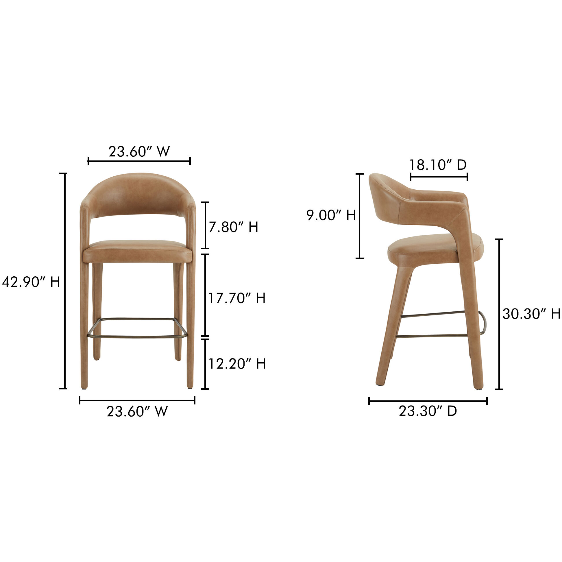 Martens 42.9 inch Brown Bar Stool