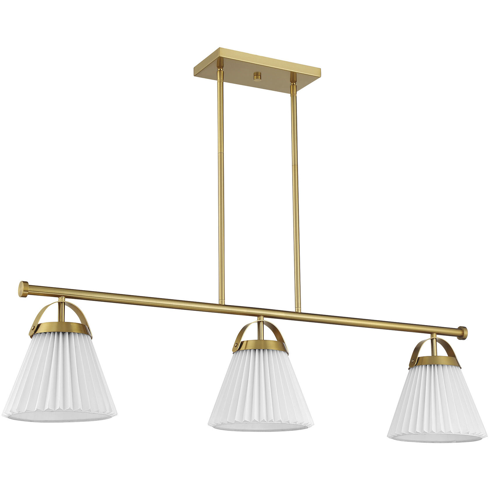 Scandinavian 3 Light 39 inch Natural Brass Linear Chandelier Ceiling Light