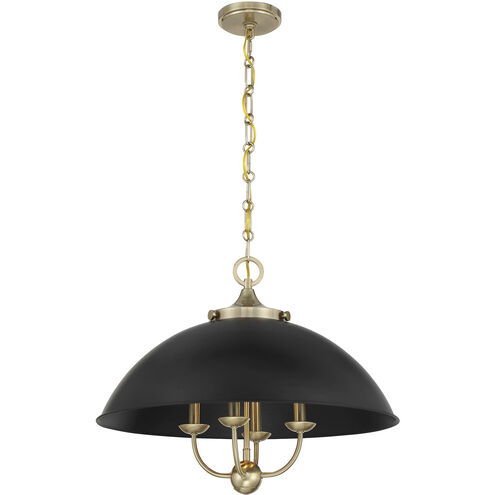 Monterey 4 Light 22 inch Matte Black and Warm Brass Pendant Ceiling Light in Matte Black with Warm Brass