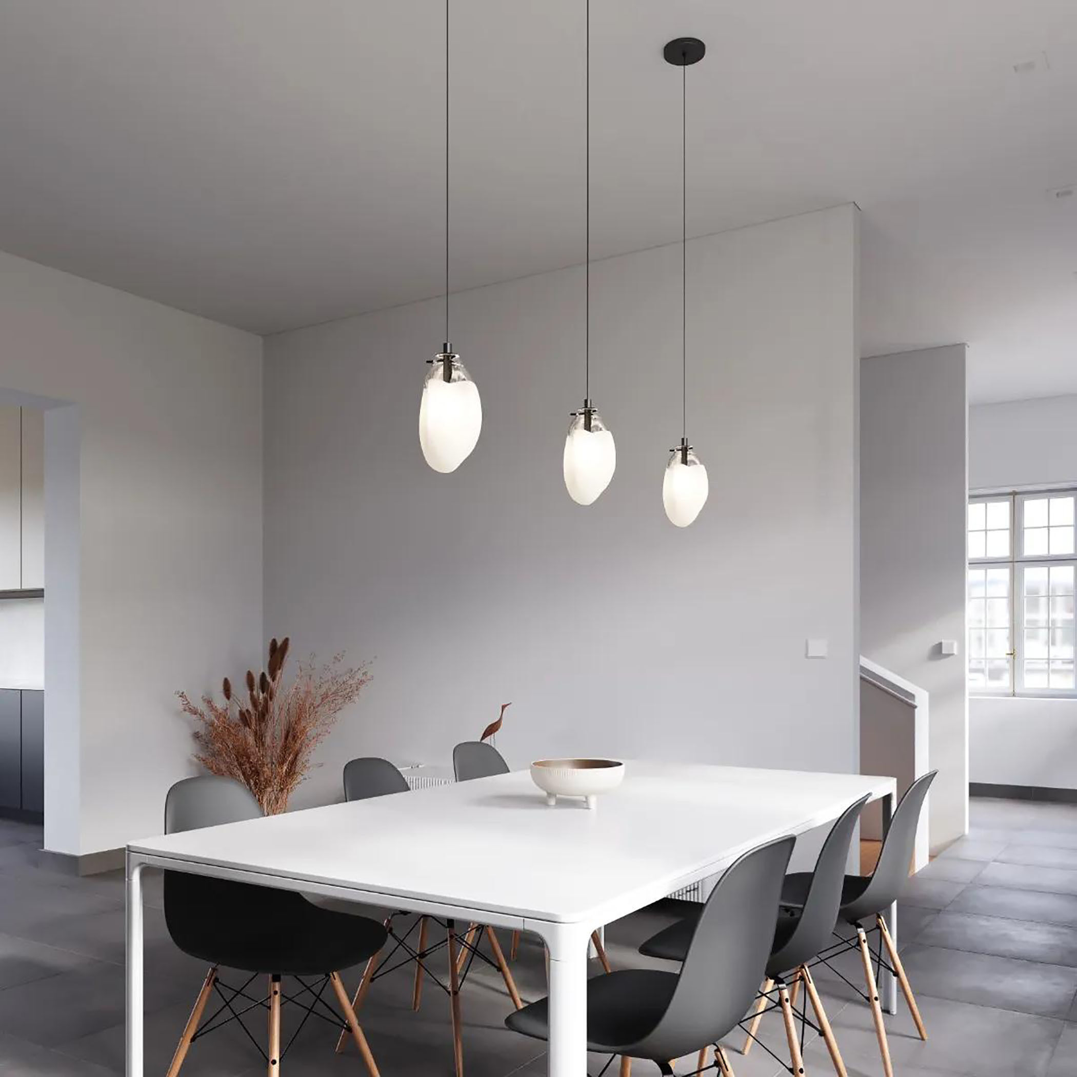 Liquid LED 6 inch Satin Black Pendant Ceiling Light in Poured White Glass