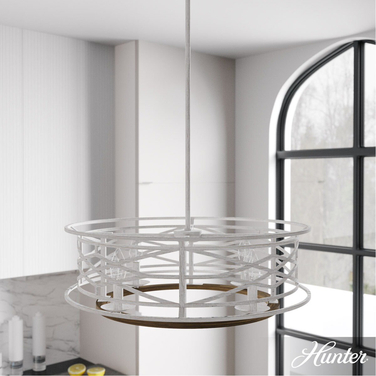 Langwood 4 Light 24 inch Distressed White and Chestnut Chandelier Ceiling Light