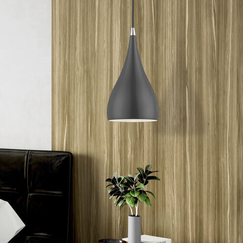 Amador 1 Light 6.25 inch Shiny Dark Gray with Polished Chrome Accents Mini Pendant Ceiling Light