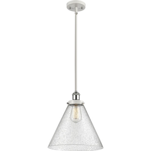 Ballston X-Large Cone 1 Light 8 inch White and Polished Chrome Pendant Ceiling Light in Seedy Glass