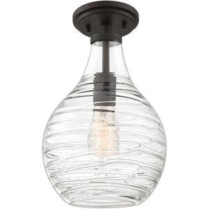 Genie 1 Light 9 inch Old Bronze Semi-Flush Mount Ceiling Light