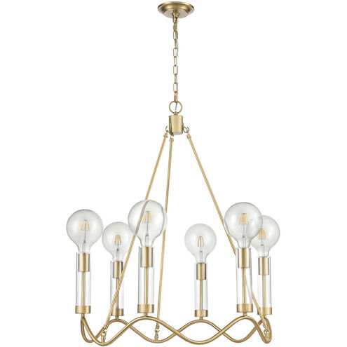 Celsius 6 Light 27 inch Satin Brass with Clear Chandelier Ceiling Light