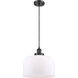 Ballston X-Large Bell LED 12 inch Matte Black Mini Pendant Ceiling Light in Matte White Glass, Ballston