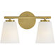 Bri 2 Light 15 inch Lacquered Brass Bath Light Wall Light