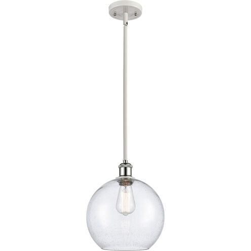 Ballston Large Athens LED 10 inch White and Polished Chrome Pendant Ceiling Light in Seedy Glass, Ballston