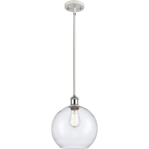 Ballston Large Athens 1 Light 10 inch White and Polished Chrome Pendant Ceiling Light in Seedy Glass, Ballston