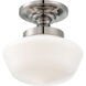 ML 1 Light 12 inch Polished Nickel Semi Flush Mount Ceiling Light