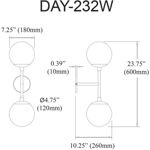 Dayana 2 Light 7.25 inch Matte Black Decorative Wall Sconce Wall Light