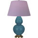 Double Gourd 31 inch 150 watt Peacock Glazed Ceramic Table Lamp Portable Light in Lavender with Plum