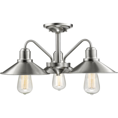 Casa 3 Light 20 inch Brushed Nickel Semi Flush Mount Ceiling Light in Brushed Nickel Steel