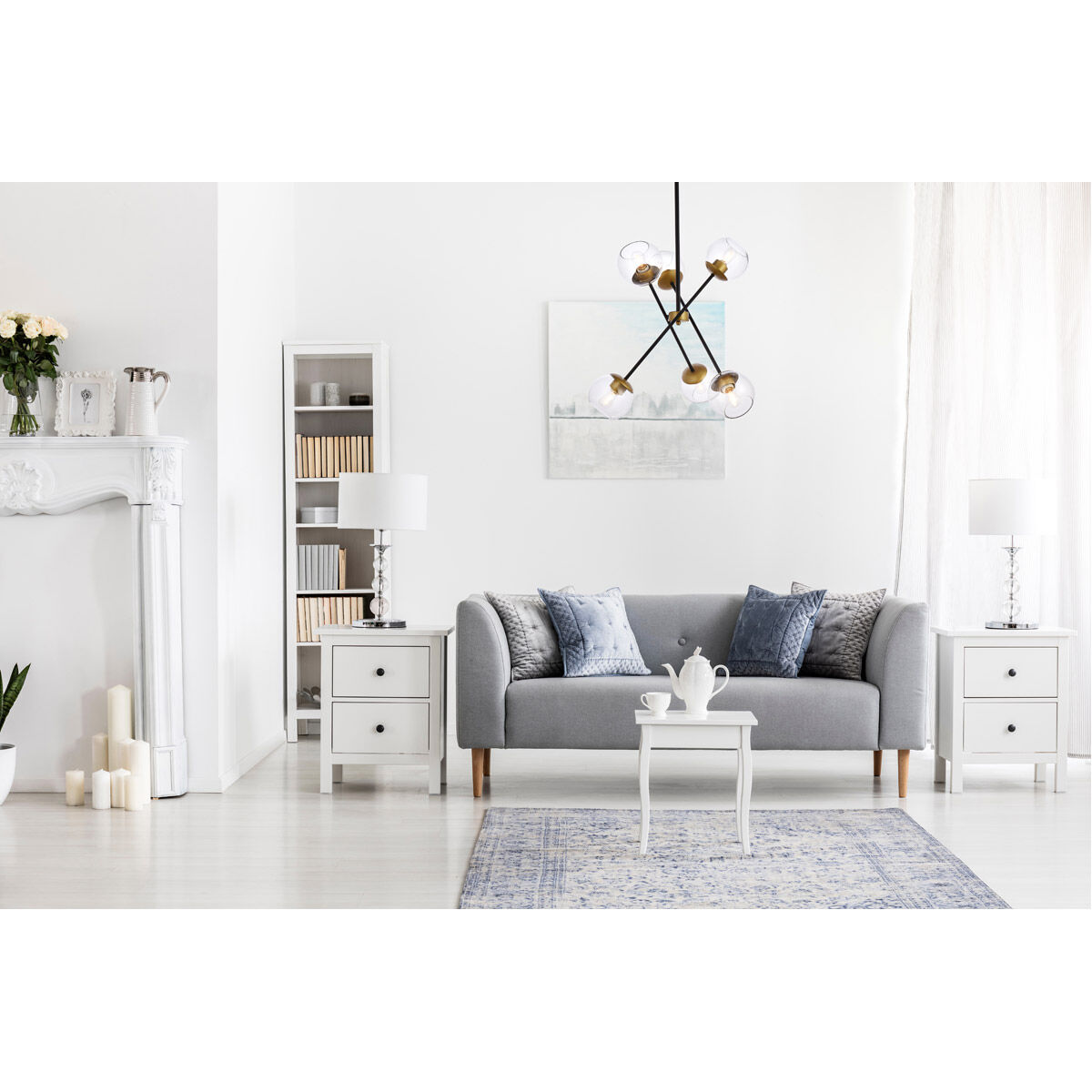 Axl 6 Light 24 inch Black and Brass Pendant Ceiling Light