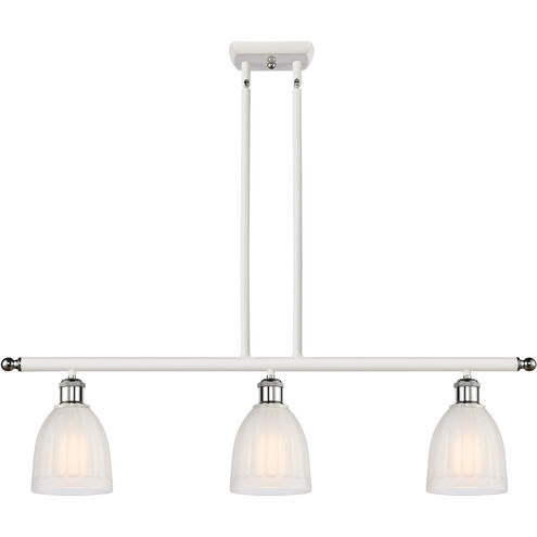 Ballston Brookfield 3 Light 36 inch White and Polished Chrome Island Light Ceiling Light in White Glass, Ballston