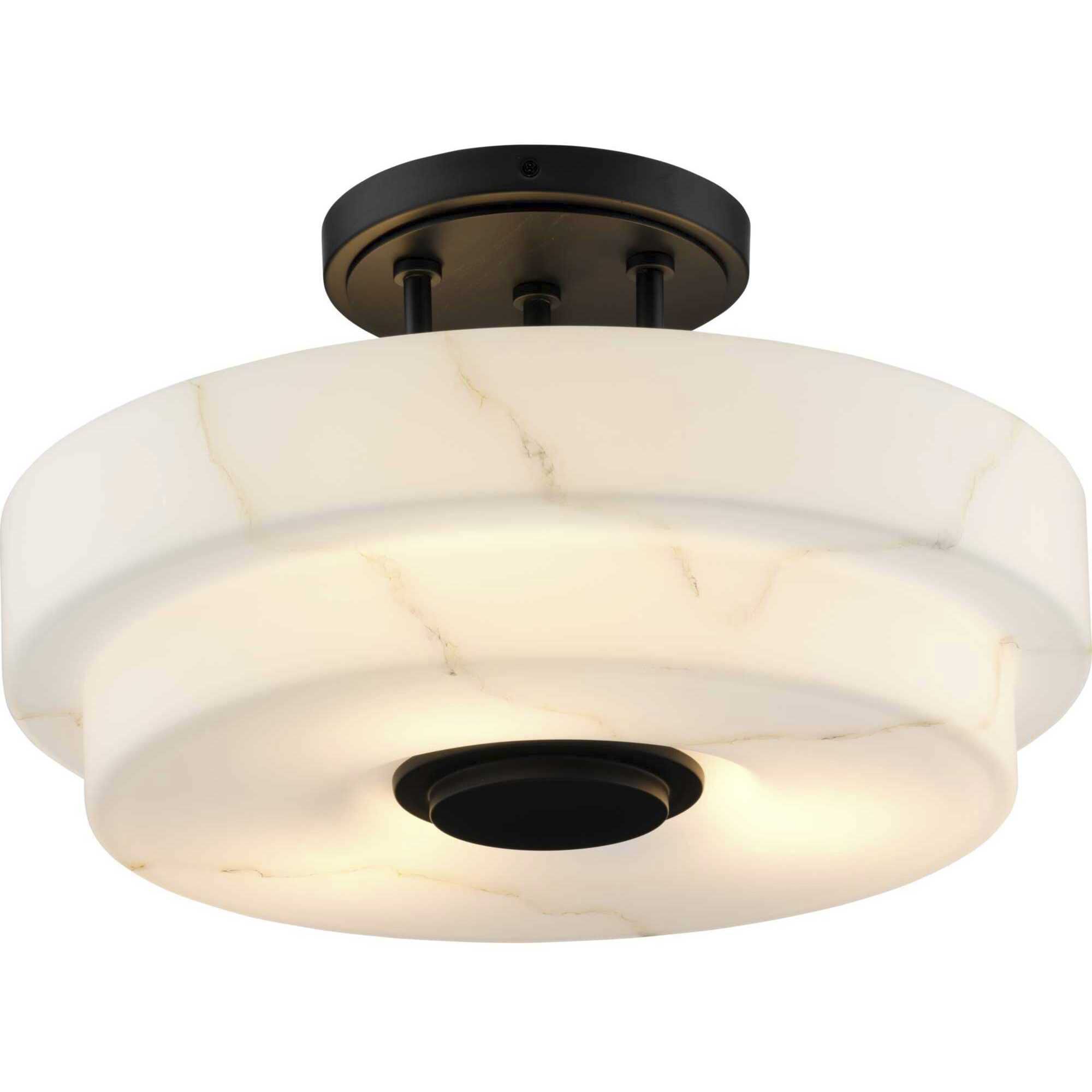Tosca 3 Light 18 inch Matte Black Semi-Flush Mount Ceiling Light, Design Series