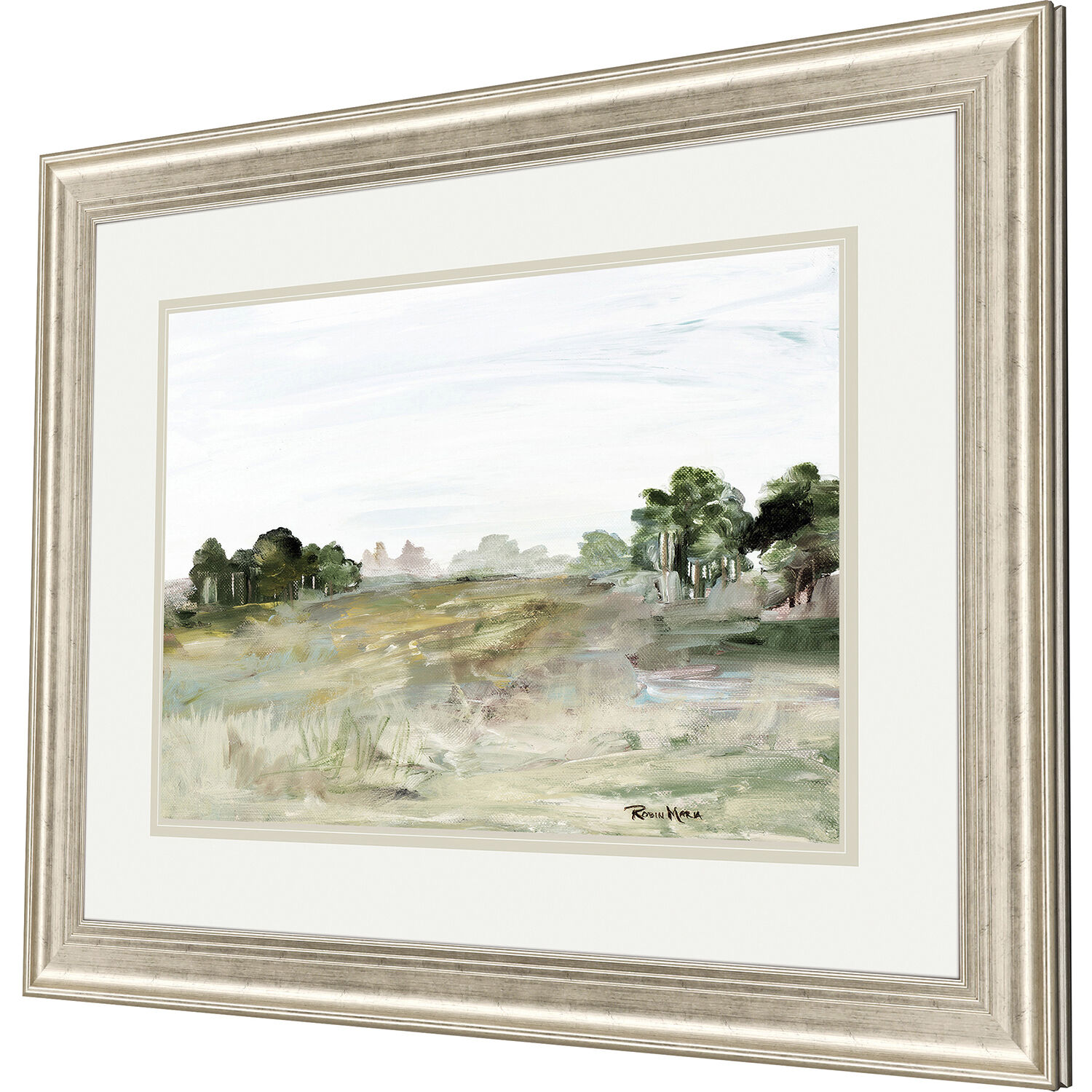 Relaxing View Green and Blue and White and Yellow Framed Art