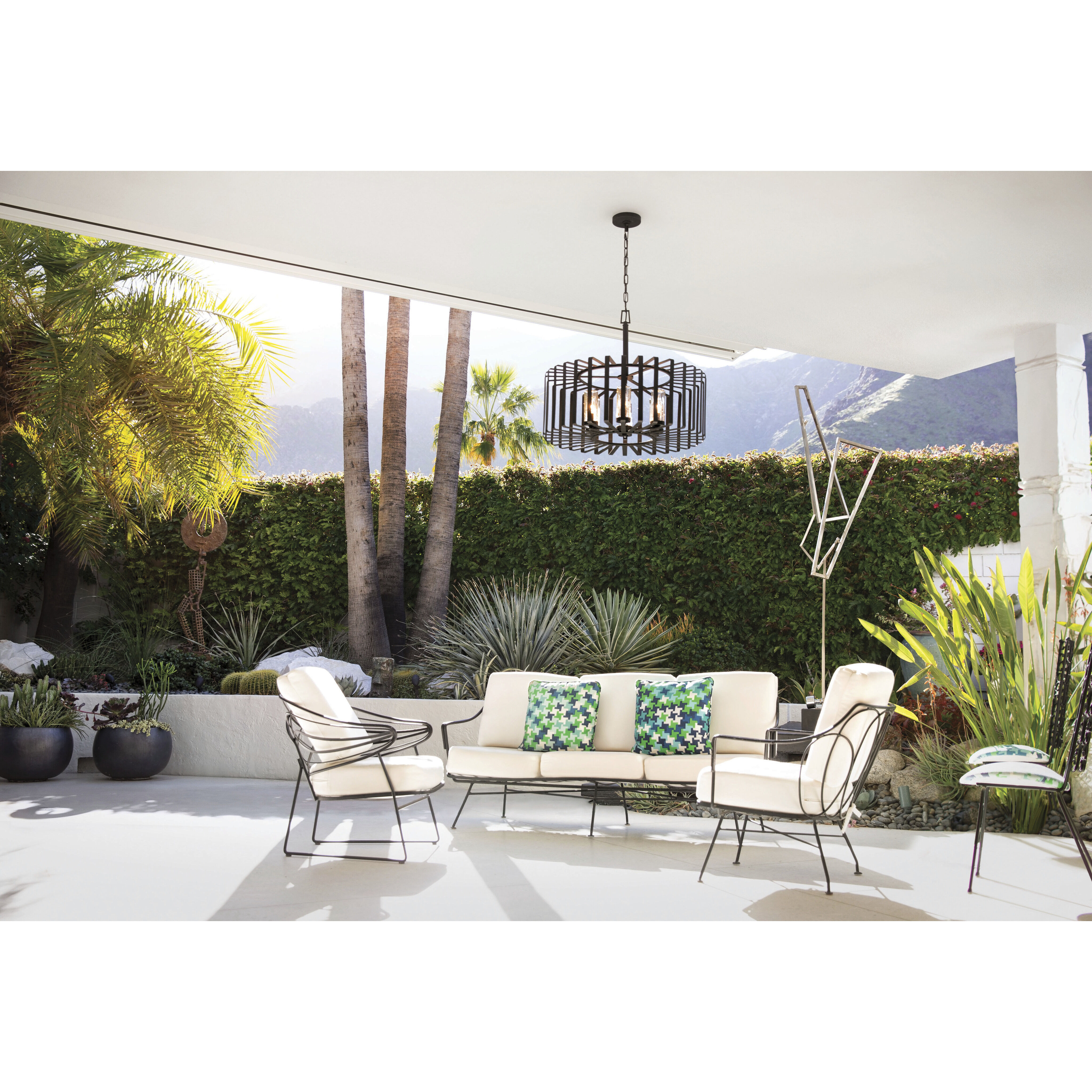 Open Air Reid 6 Light 28.25 inch Brushed Graphite Outdoor Hanging in Non-LED