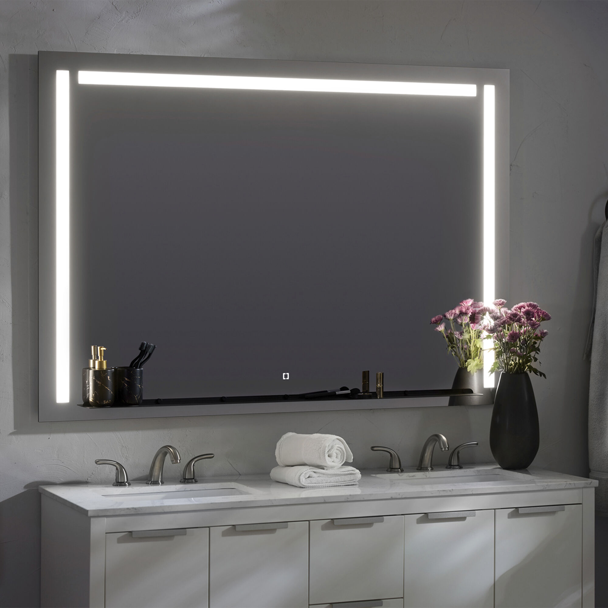 Skylight 36 X 36 inch Black LED Lighted Mirror, Vanita by Oxygen