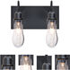 Wish 2 Light 12 inch Black Vanity Light Wall Light