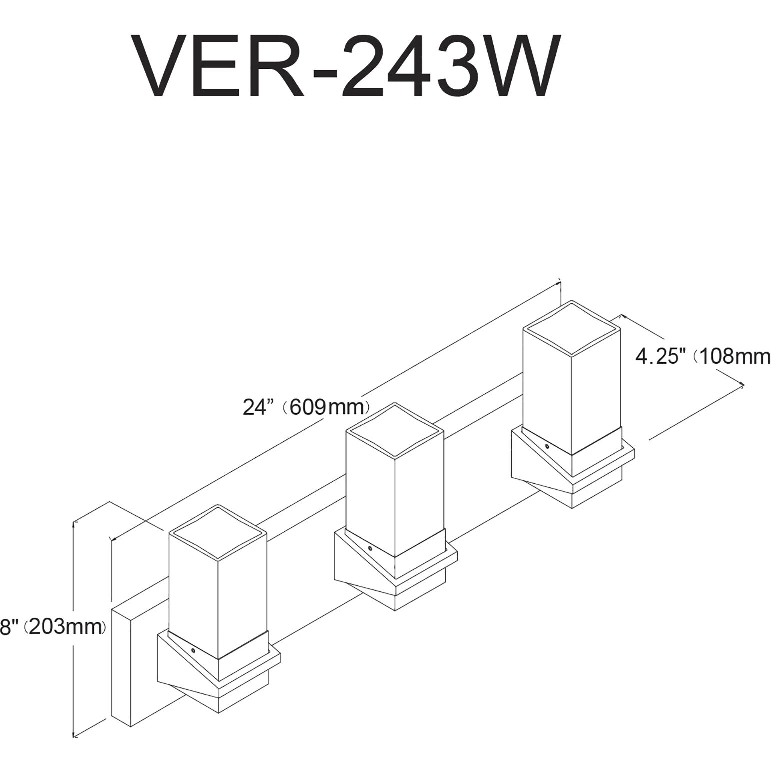 Veronica 3 Light 24 inch Polished Chrome Vanity Light Wall Light