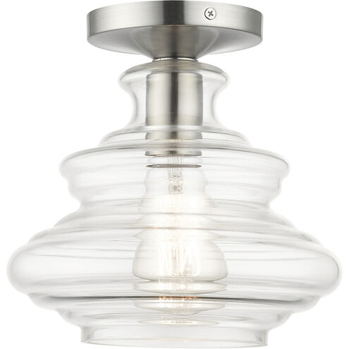 Everett 1 Light 9 inch Brushed Nickel with Chrome Finish Accents Semi-Flush Ceiling Light