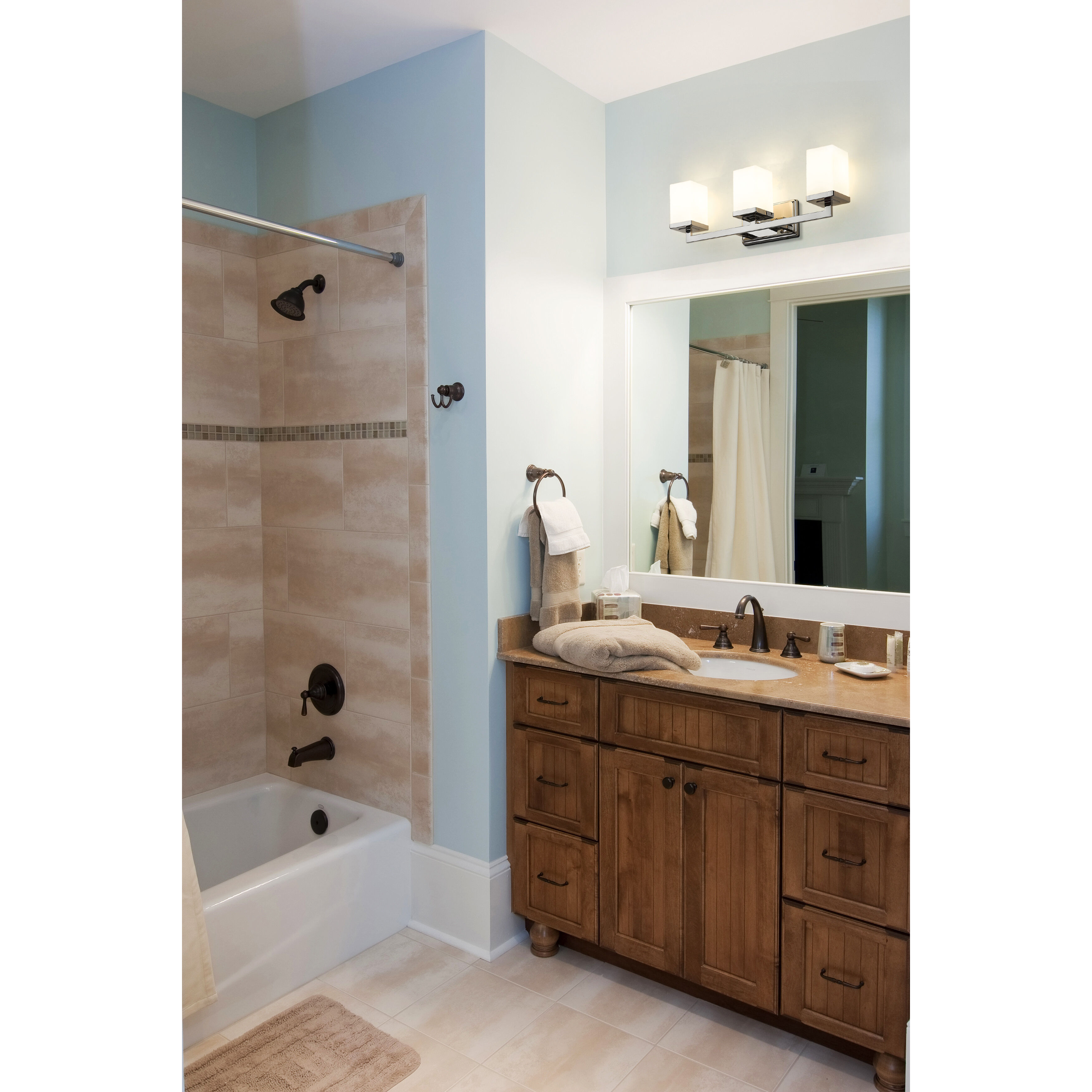 Tidal 3 Light 23.25 inch Chrome Vanity Wall Light