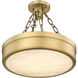 Anders LED 15 inch Rubbed Brass Semi Flush Mount Ceiling Light