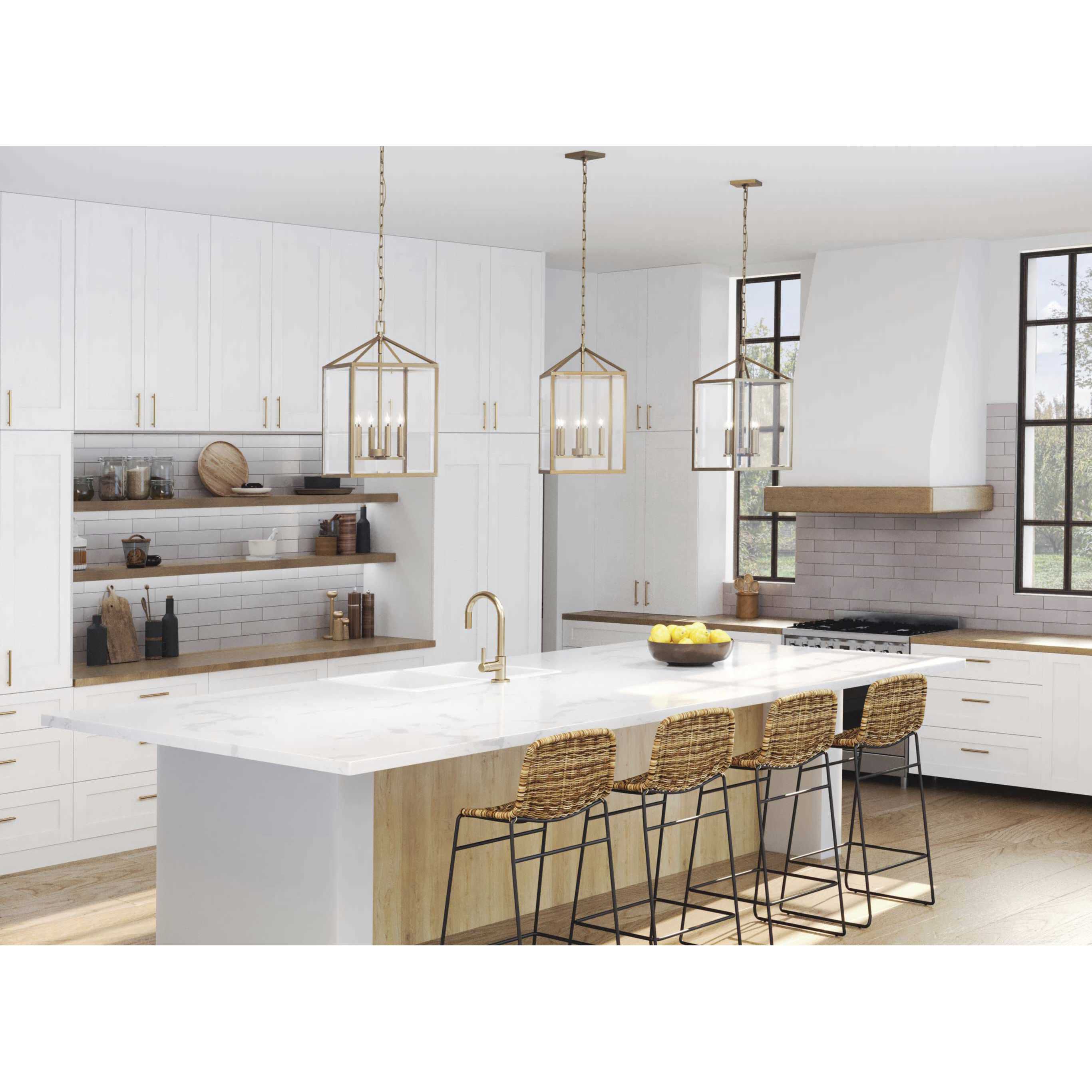 Hillcrest 4 Light 13 inch Vintage Brass Foyer Light Ceiling Light