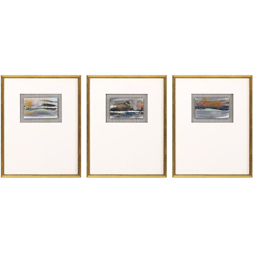 Broken Landscape Gray and Metallic and Rust and Turquoise Framed Art