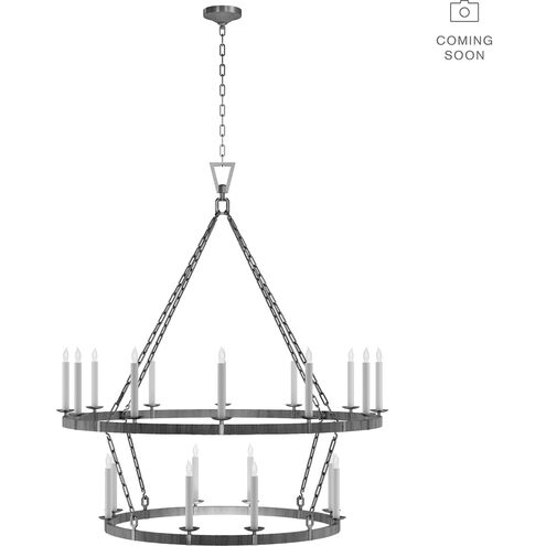 Chapman & Myers Darlana5 LED 52.25 inch Aged Iron and Natural Rattan Two Tier Chandelier Ceiling Light, Extra Large