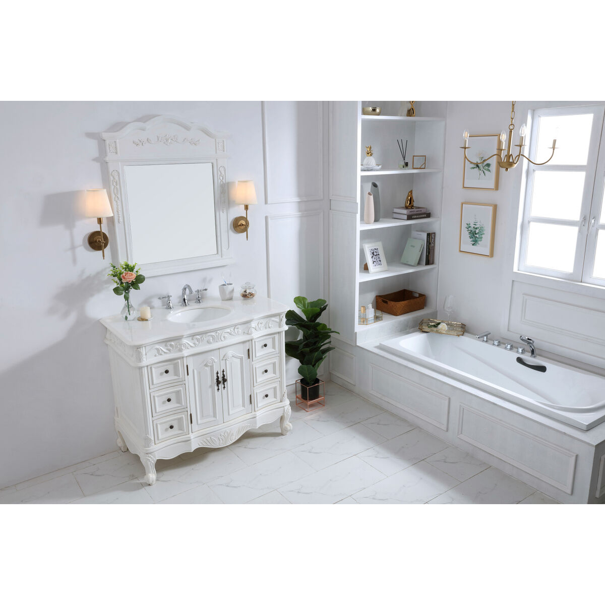 Oakland 42 X 22 X 36 inch Antique White Vanity Sink Set