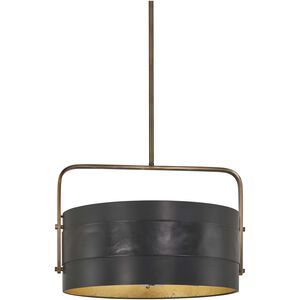 Contrast 5 Light 22.75 inch Aged Antique Brass And Coal Pendant and Semi-Flush Ceiling Light, Convertible