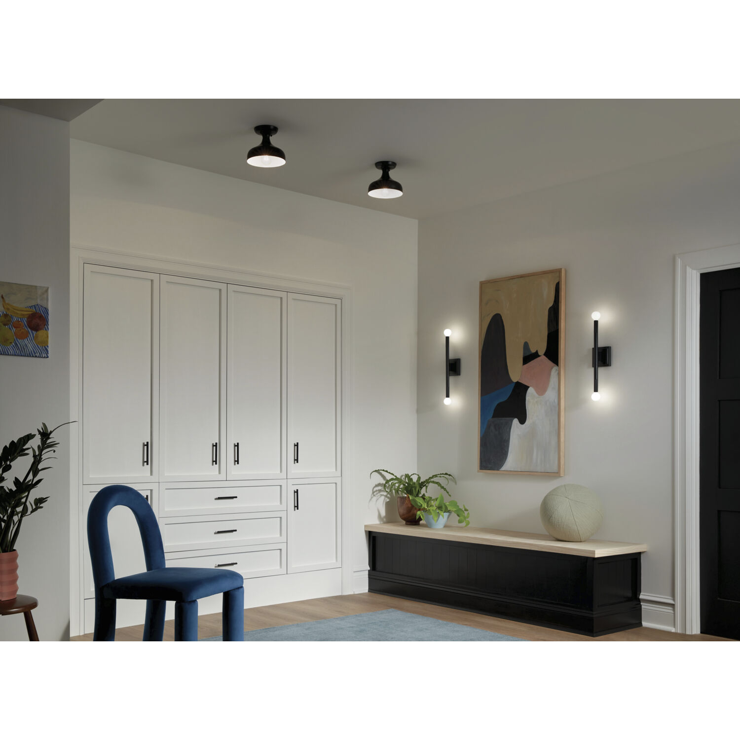 Sisu LED 8 inch Black Semi Flush Mount Ceiling Light